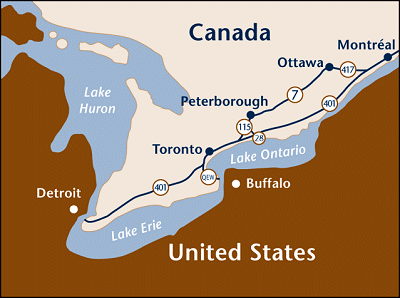 Location of Peterborough, Ontario